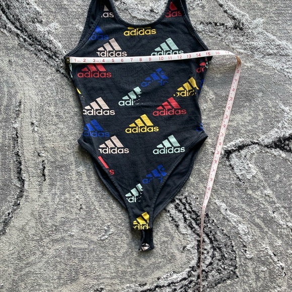adidas Black One-Piece Swimsuit with Multicolor Logos - Picture 4 of 5